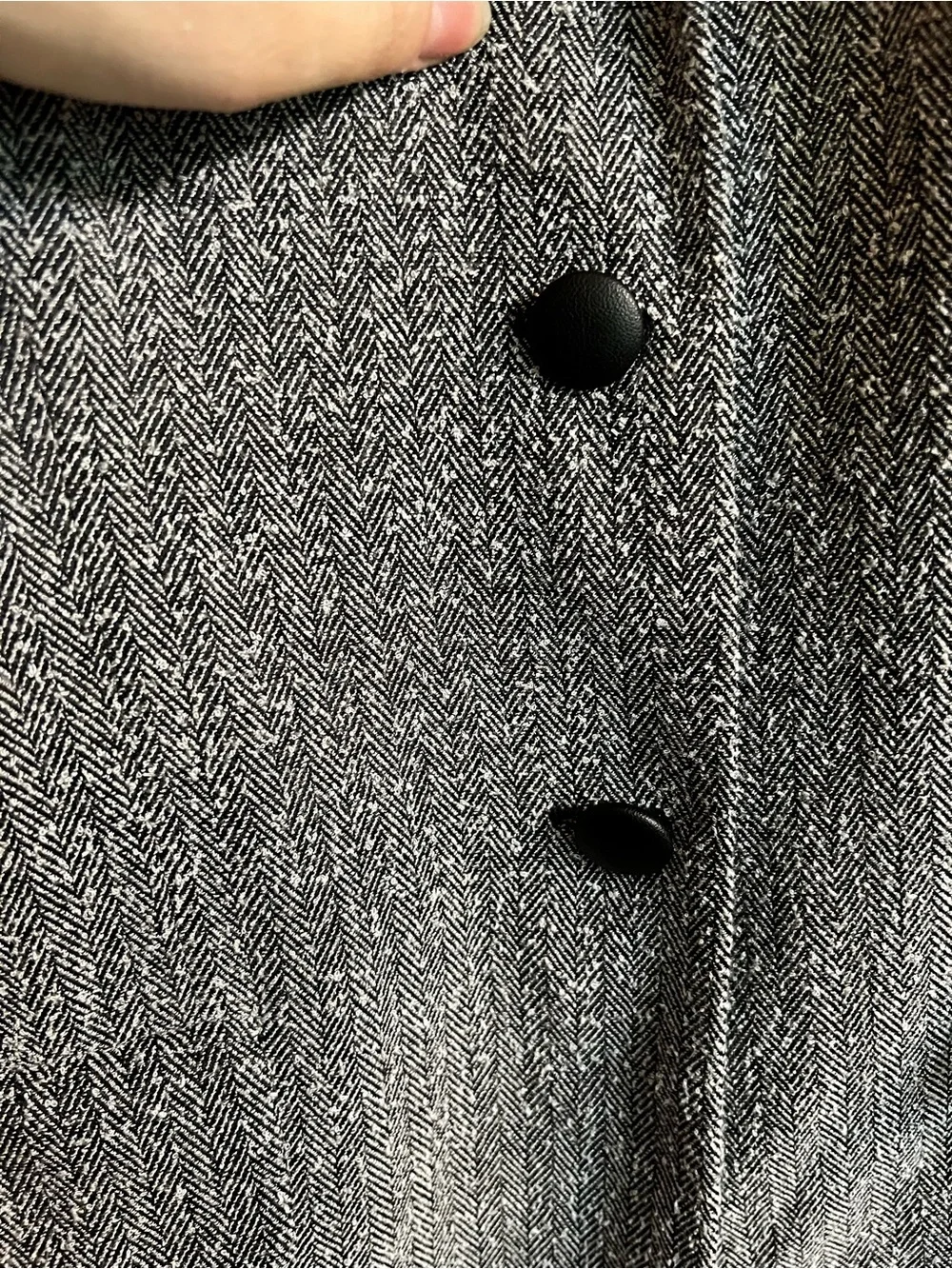Sag Harbor Black & White Tweed Blazer with Black Faux Leather Collar